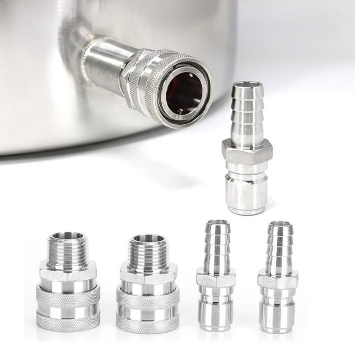 4pcs G12in connecteur rapide, fil adaptateur en acier inoxydable connecteur rapide raccord pour brassage de bière à la maison