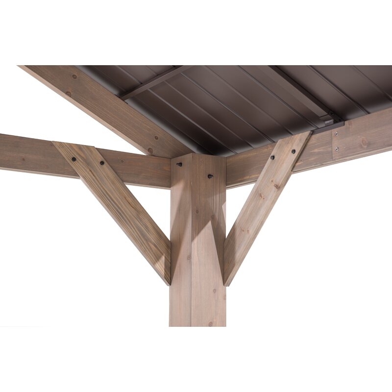 Sunjoy 14 Fuß B x 12 Fuß T Gartenpavillon aus massivem Zedernholz