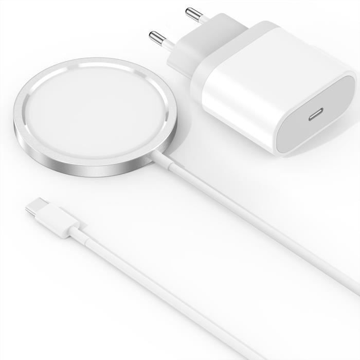 Cargador de inducción para iPhone - Compatible con MagSafe - 18 W - USB-C - Blanco