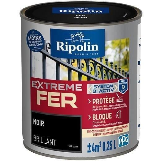 RIPOLIN Buitenverf voor ijzer - Glanzend zwart, 0,25 liter