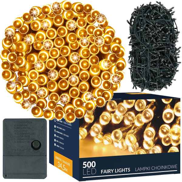 Lampki świąteczne 500 Led biały ciepły 34,5 m oświetlenie