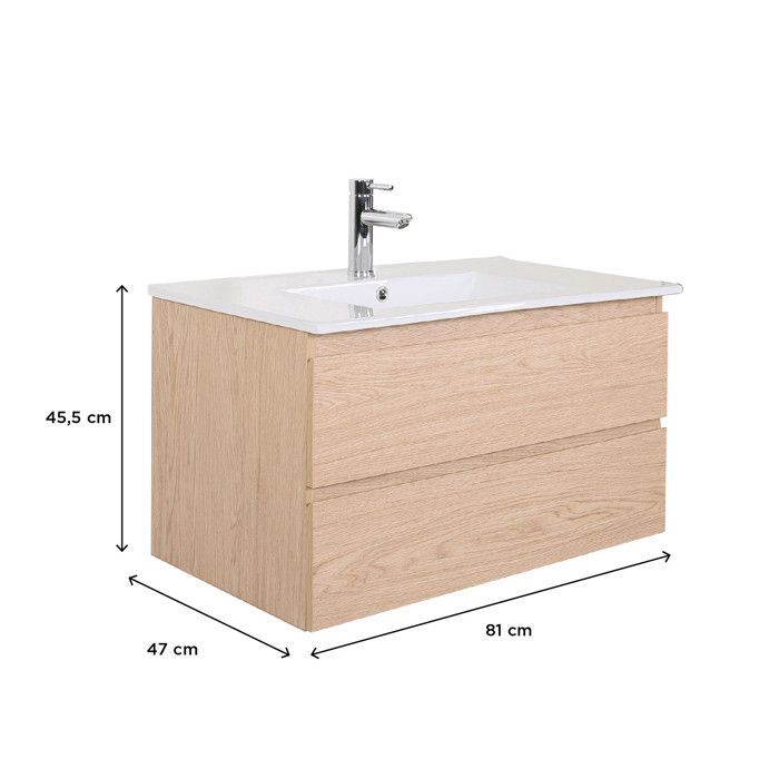 Móvel de lavatório único SORRENTO de 80 cm