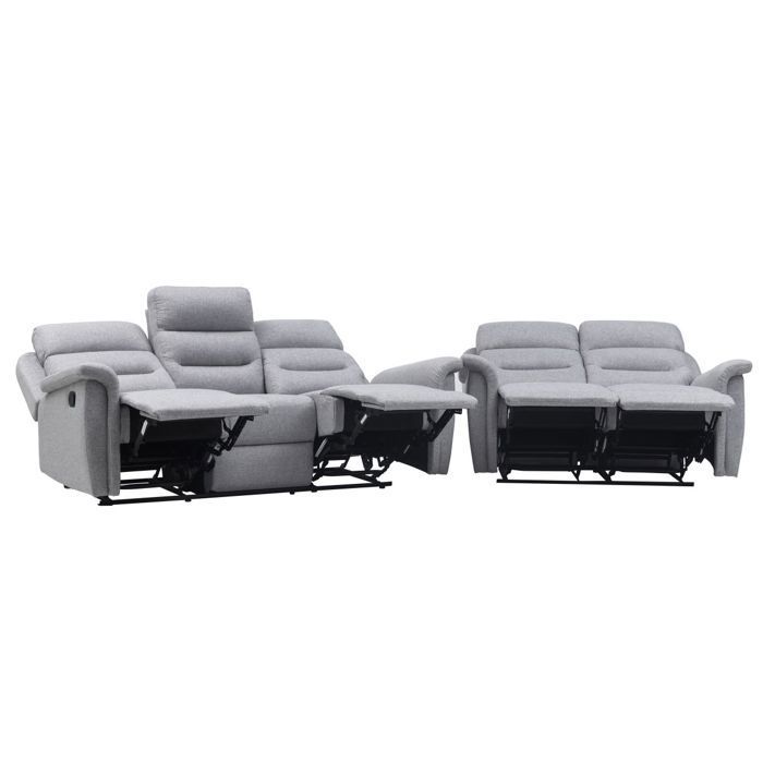 RELAXXO - Conjunto de sofá reclinável manual de 3 + 2 lugares em tecido