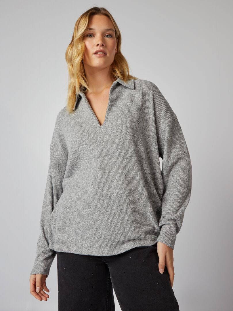 Camiseta Polo Doudou Knit - CINZA
