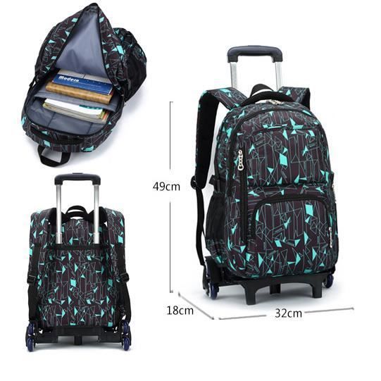 Rolling schoolbag - Nylon - Boy - 32x18x49cm - 3 front pockets - Unisex