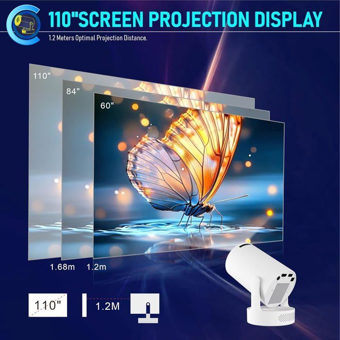 Draagbare videoprojector - STAMPILLE - Automatische trapeziumcorrectie - Gemotoriseerde scherpstelling - 210 ANSI lumen