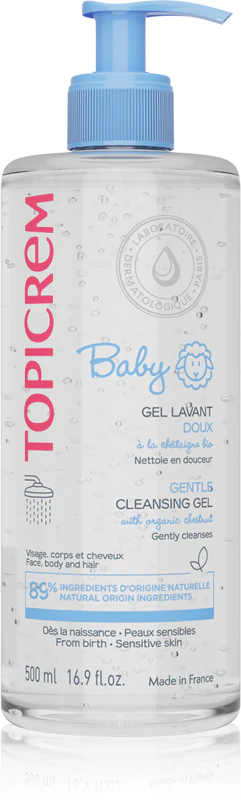 Topicrem BABY Meu Primeiro Gel de Limpeza 2 em 1 para corpo e cabelo, para crianças desde o nascimento.