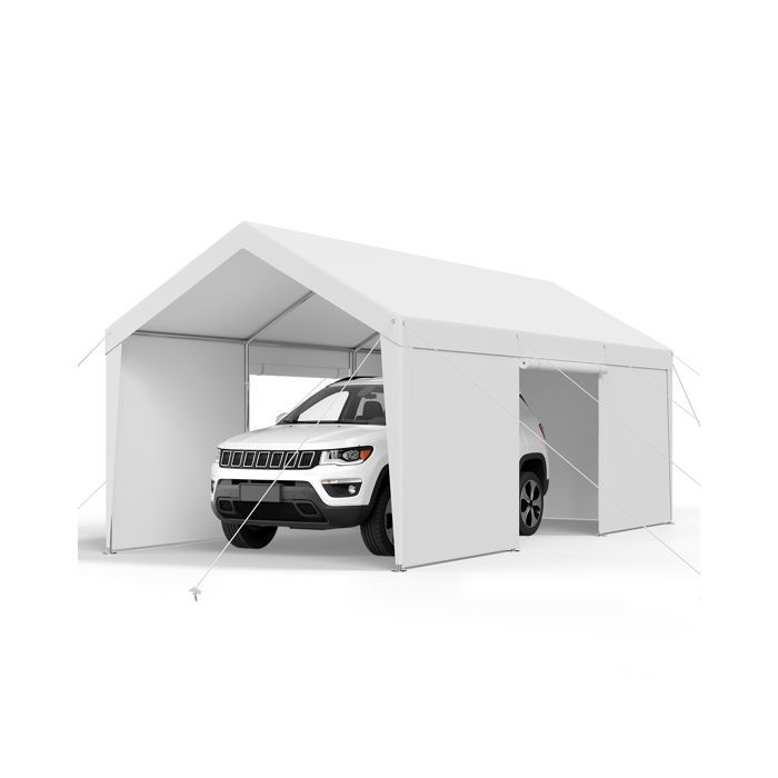 Carpa para garaje VEVOR - 3,65 x 6,09 m - Cochera exterior - Resistente a los rayos UV y al agua - Blanca