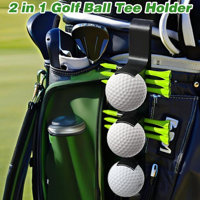 Porte-balles de golf 2 en 1 à dégagement rapide avec crochet, accessoire de golf portable et polyvalent, noir