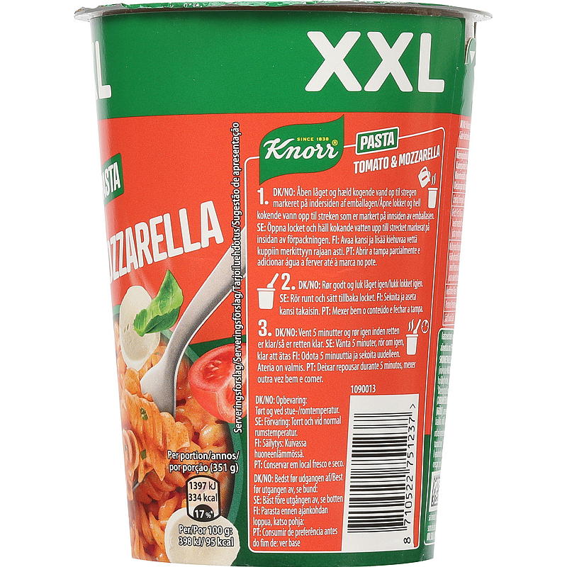 Knorr Tomaatti- ja mozzarella-välipalarasia, iso, 93 g Knorr