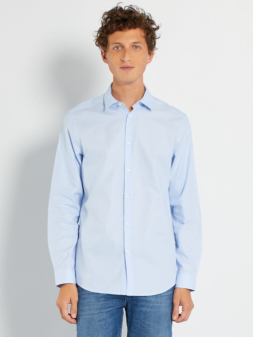 Effen, recht model overhemd - BLAUW