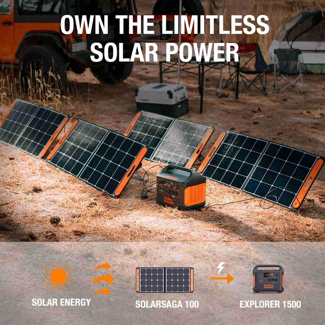 Gerador solar Jackery 1500 (Jackery 1500 + 4 x SolarSaga 100W)