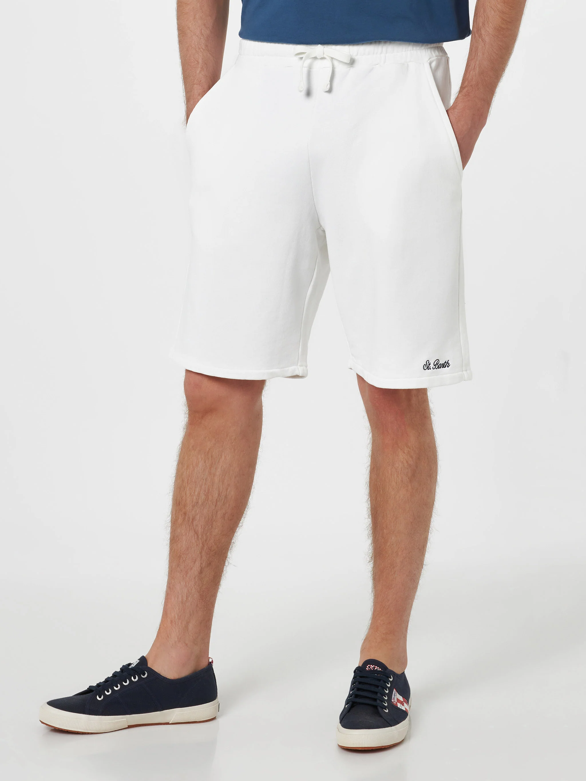 Randle herenbermudashorts van wit katoenfleece