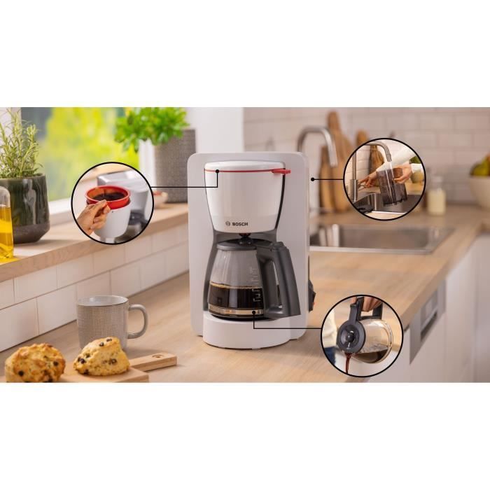Filterkaffeemaschine – BOSCH – TKA2M111 MyMoment – Weiß – 1,25 l Fassungsvermögen – Glaskanne – Tropfstopp
