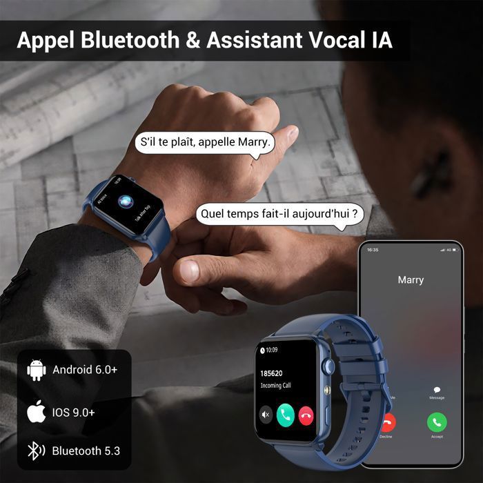 Smartwatch Blackview R30MAX per uomo e donna, Bluetooth, impermeabile IP68, compatibile con Samsung, Sony, Huawei, Xiaomi, Android e iOS (blu)