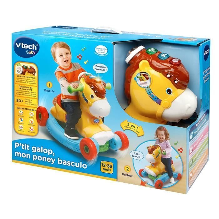 Porteur à Bascule P'tit Galop, Mon Poney Basculo 2en1 - VTECH BABY - Parlant et Lumineux - Multicolore