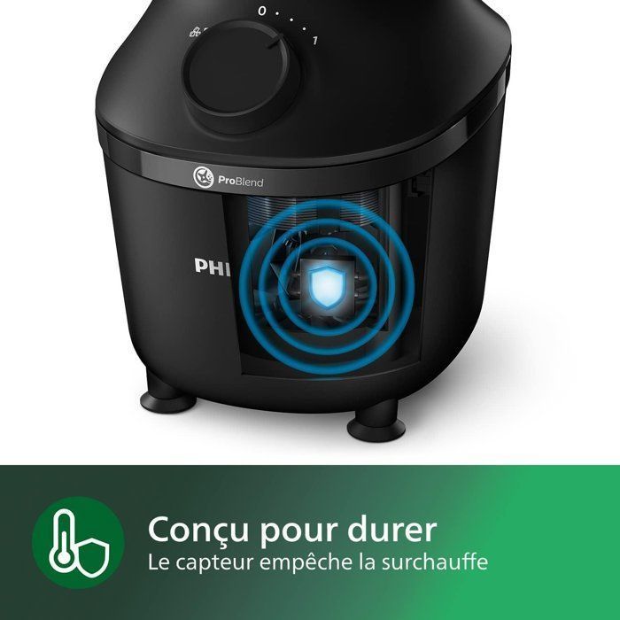 Blender - PHILIPS - HR2041/41 - 3000-serie met reisfles - 450W - 1,9L - Zwart