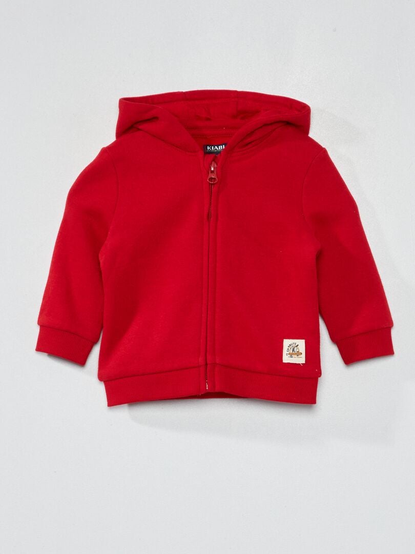 Trui met rits van fleece - ROOD