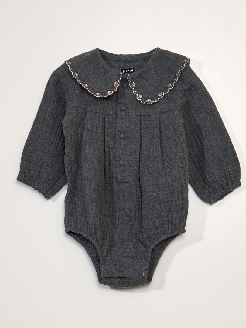 Babyrompertje + vestje + panty set - GRIJS