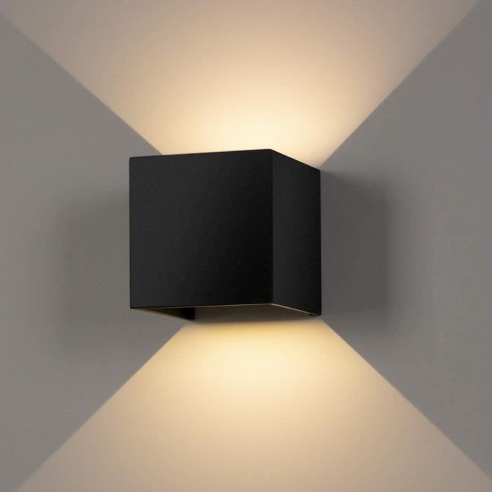 Aplique de pared para interior/exterior de 12 W, lámpara LED impermeable IP65, diseño ajustable hacia arriba/abajo, luz blanca cálida de 3000 K.