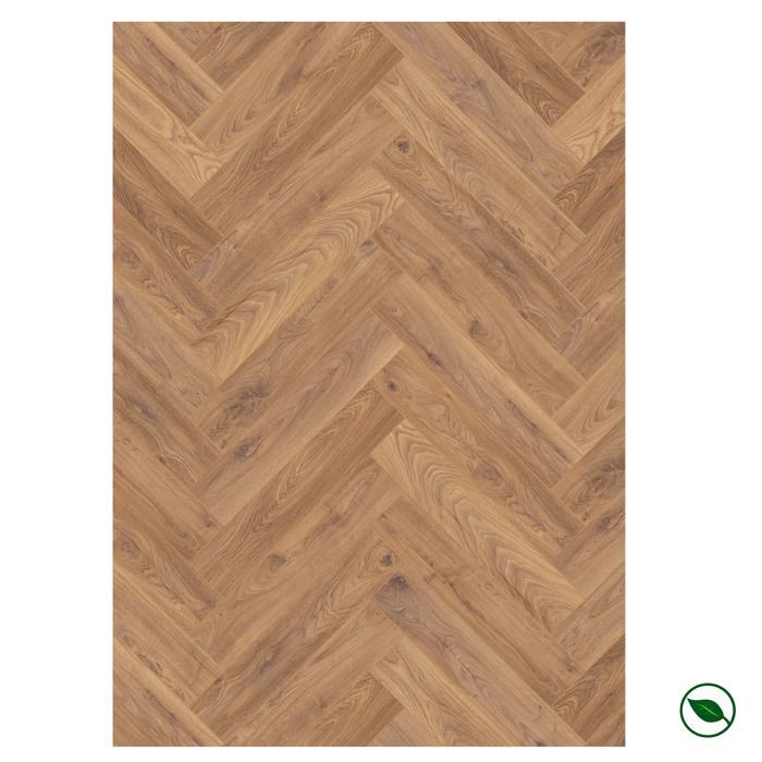 Herringbone pattern laminate flooring – 8 mm – box of 11 planks – 0.87 m² – Herringbone Firebrand Oak K450 – PEFC 70% FORESTEA Dimensions: