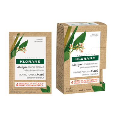 Klorane Galanga Treating Powder-Mask Flass Galanga Powder Mask eliminerer vedvarende flass 8x3 gr 8x3 gr