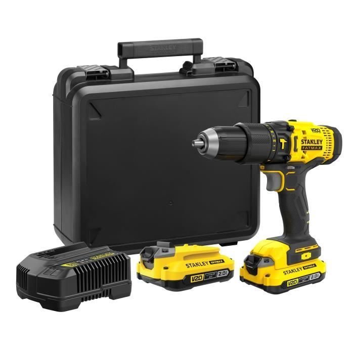 Taladro/atornillador de impacto inalámbrico - 18V - STANLEY FATMAX V20 - SFMCD711D22-QW - Sin escobillas - 50Nm - 2 baterías de 2Ah + cargador