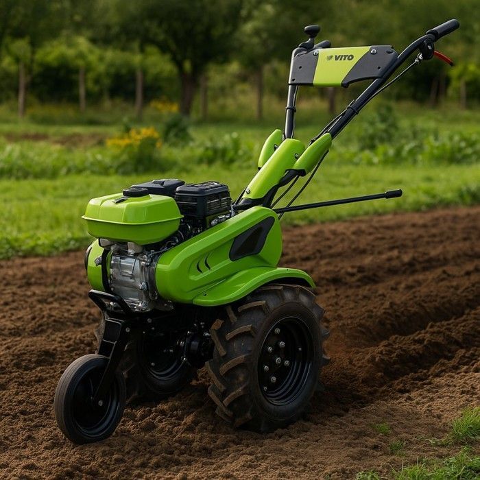 Motoculteur à essence Moteur 4 temps 212 Cm3 7CV 5200W + Jeu de FRAISES + Butteur Idéal Jardin & Maraîchage VITO