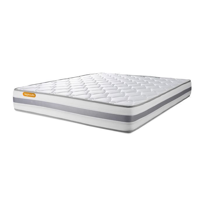 Ensemble sommier matelas 180x200 Memo spring Ressorts ensachés et mémoire de forme - 22 cm - Ferme - sommier kit gris