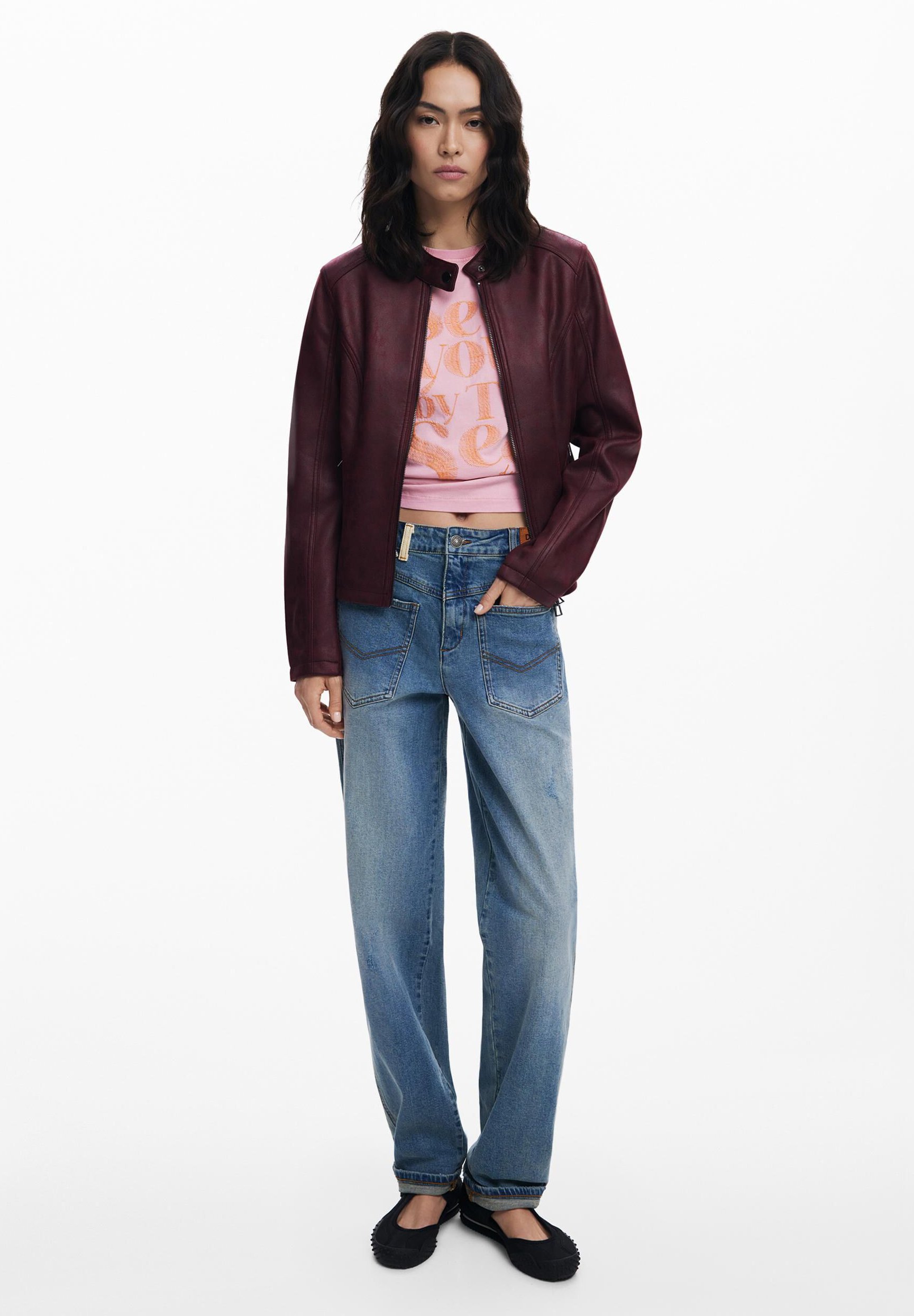 Desigual CHAQ - Kunstleren jas - bordeaux