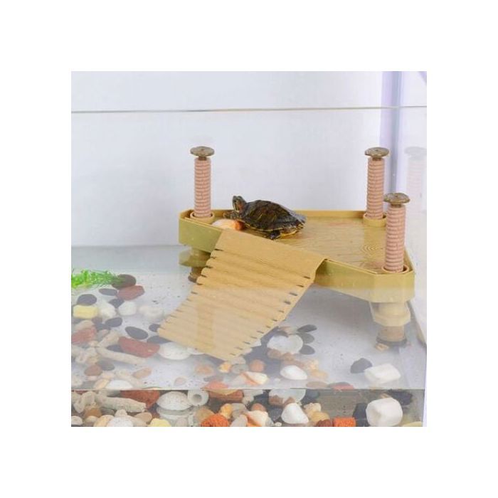 Piattaforma galleggiante per tartarughe/rettili: scaletta, zona prendisole. Accessorio per acquario semi-acquatico.