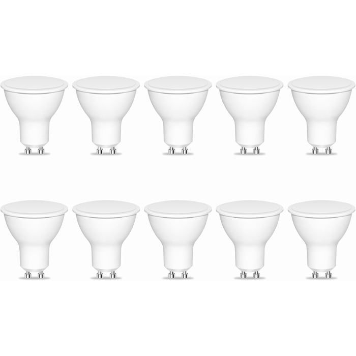 Bombilla LED GU10, blanco frío, 7W (equivalente a bombilla halógena de 70W), 720LM, focos LED, no regulables, paquete de 10 unidades.