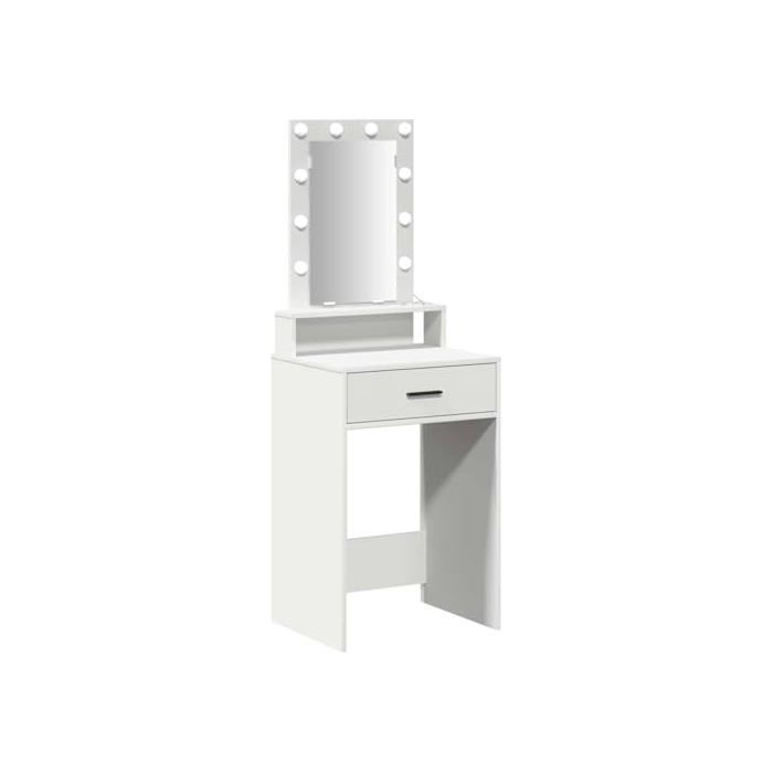 Coiffeuse moderne - vidaXL - Blanc - Bois d'ingénierie - 50x41x140 cm - Miroir avec éclairage LED - 1 tiroir - Port USB