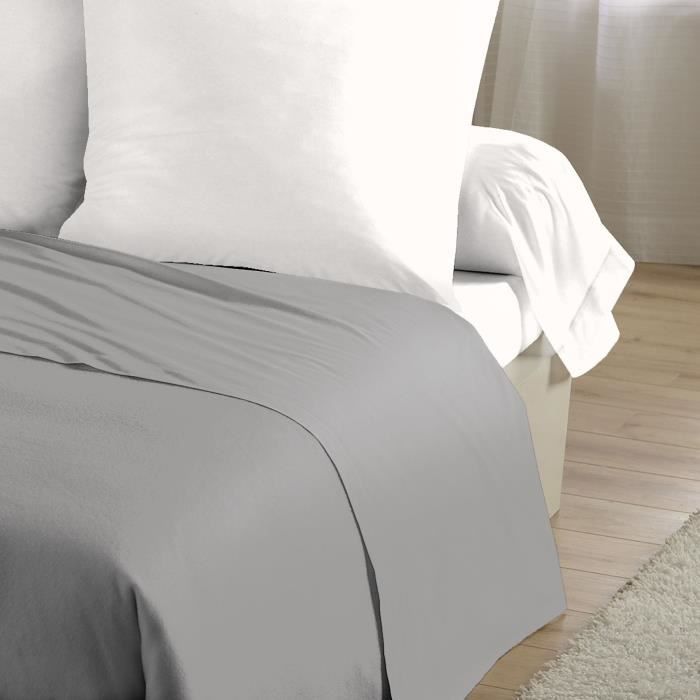 Sábana plana - HOME LINGE PASSION - microfibra de 82 g - 180 x 290 cm - Individual - Gris claro