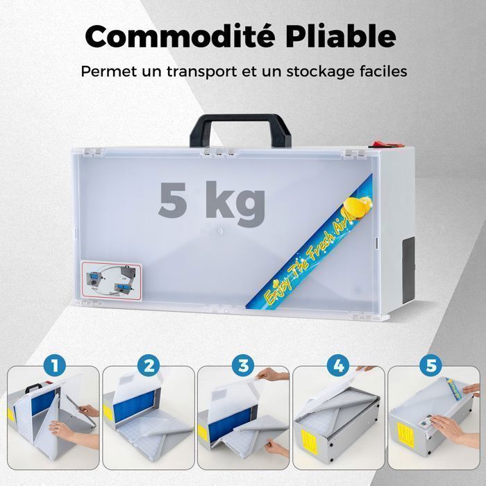 Cabine de Peinture Aérographe Portable COSTWAY-4m³/min-Plateau Tournant 19 CM-3 Lumières LED-Tuyau Extensible-Filtre à 2 Couches