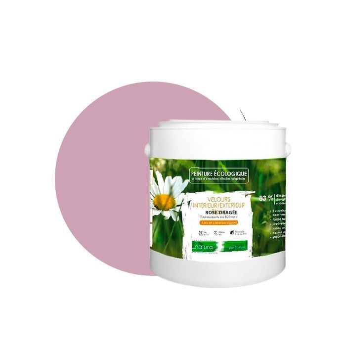 Natural eco-friendly, velvet-finish paint in a soft pink shade - 2.5L - 33m²