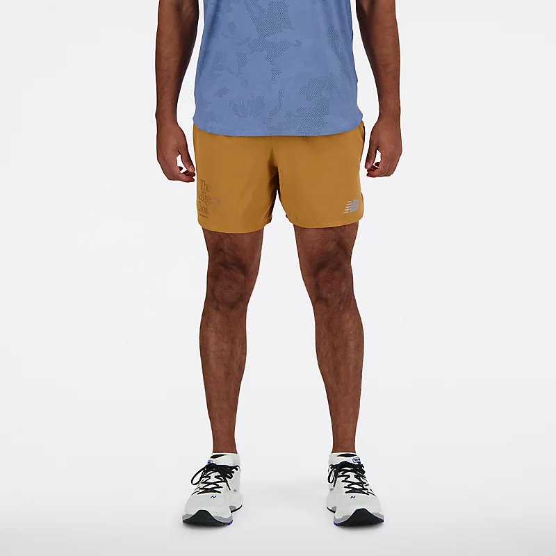 Short de course homme Graphic Impact 5 pouces - TABAC