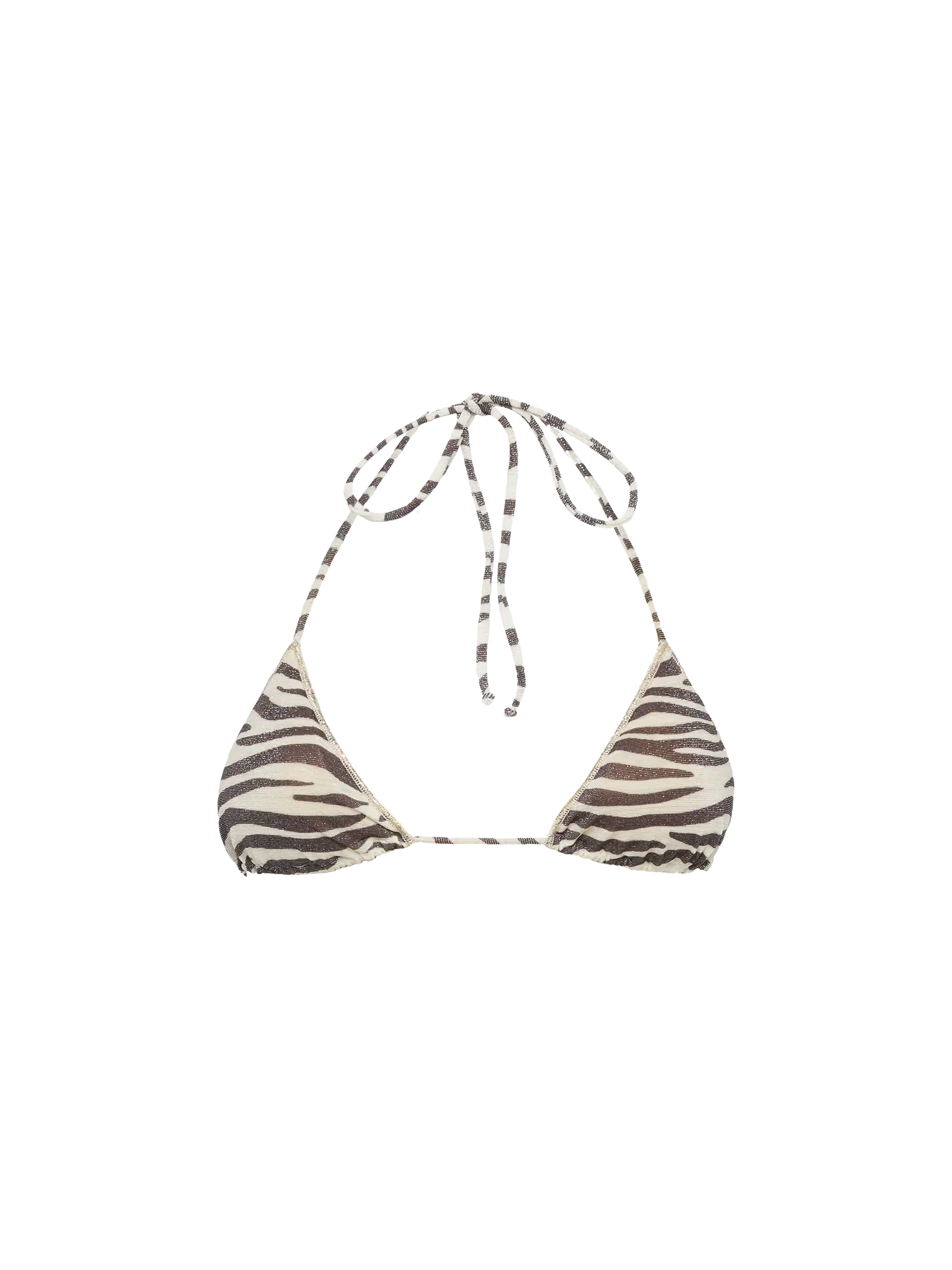Top triangular Leah de lúrex con estampado de cebra