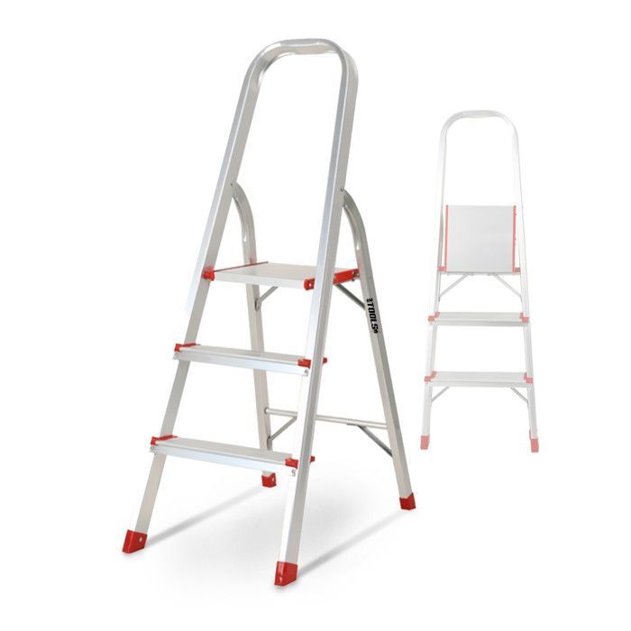 Scala a 3 gradini BM TOOLS BMT-ESC3-ALU - Altezza di lavoro: 59 cm - Compatta e facile da riporre - Realizzata in alluminio