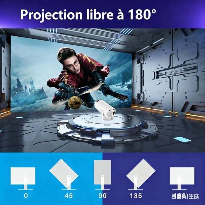 Mini proyector portátil Bluetooth para coche, proyector de vídeo inteligente 4K Full HD de 12000 lúmenes compatible, con Wifi 6, Bt 5.0, parte trasera [H179]