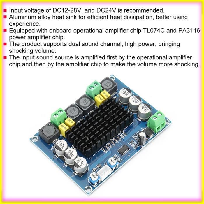 Placa amplificadora de potencia digital Keenso TPA3116D2, 120 W x 2, doble canal, para proyectores de vídeo.