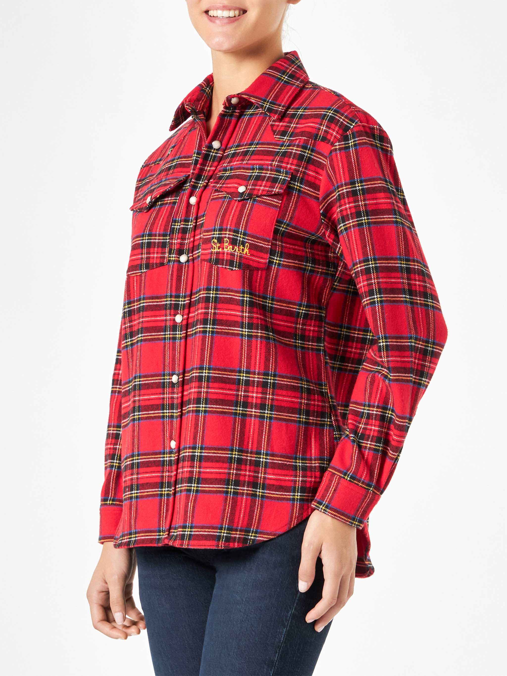 Camisa de franela de manga larga para mujer