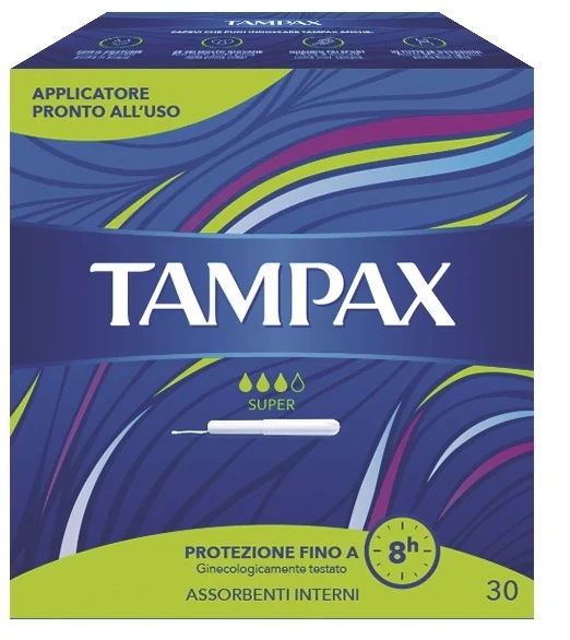 TAMPAX Tampax Super Blue Box Tampons für die innere Blutung, leichte bis mittlere Blutung, 30 Stück