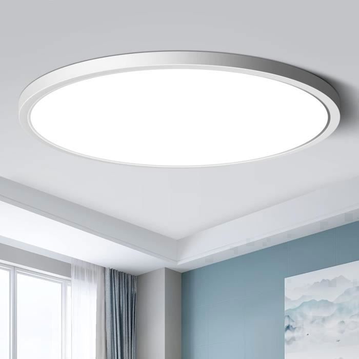 DELIPOP Plafonnier LED moderne 24W 6000K IP44 étanche Rond Lampe de plafond pour salle de bain chambre cuisine Salon - Blanc