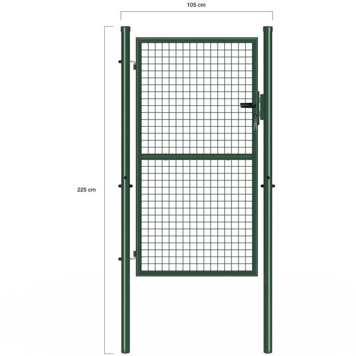 IDMARKET Portillon de jardin 105 x 175 cm en acier avec serrure et poignée vert