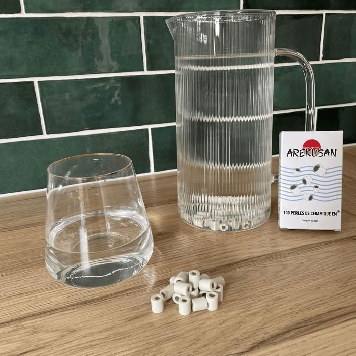 100 perlas cerámicas EM grises | Filtración natural de agua del grifo | Purificador y filtro de cal y cloro