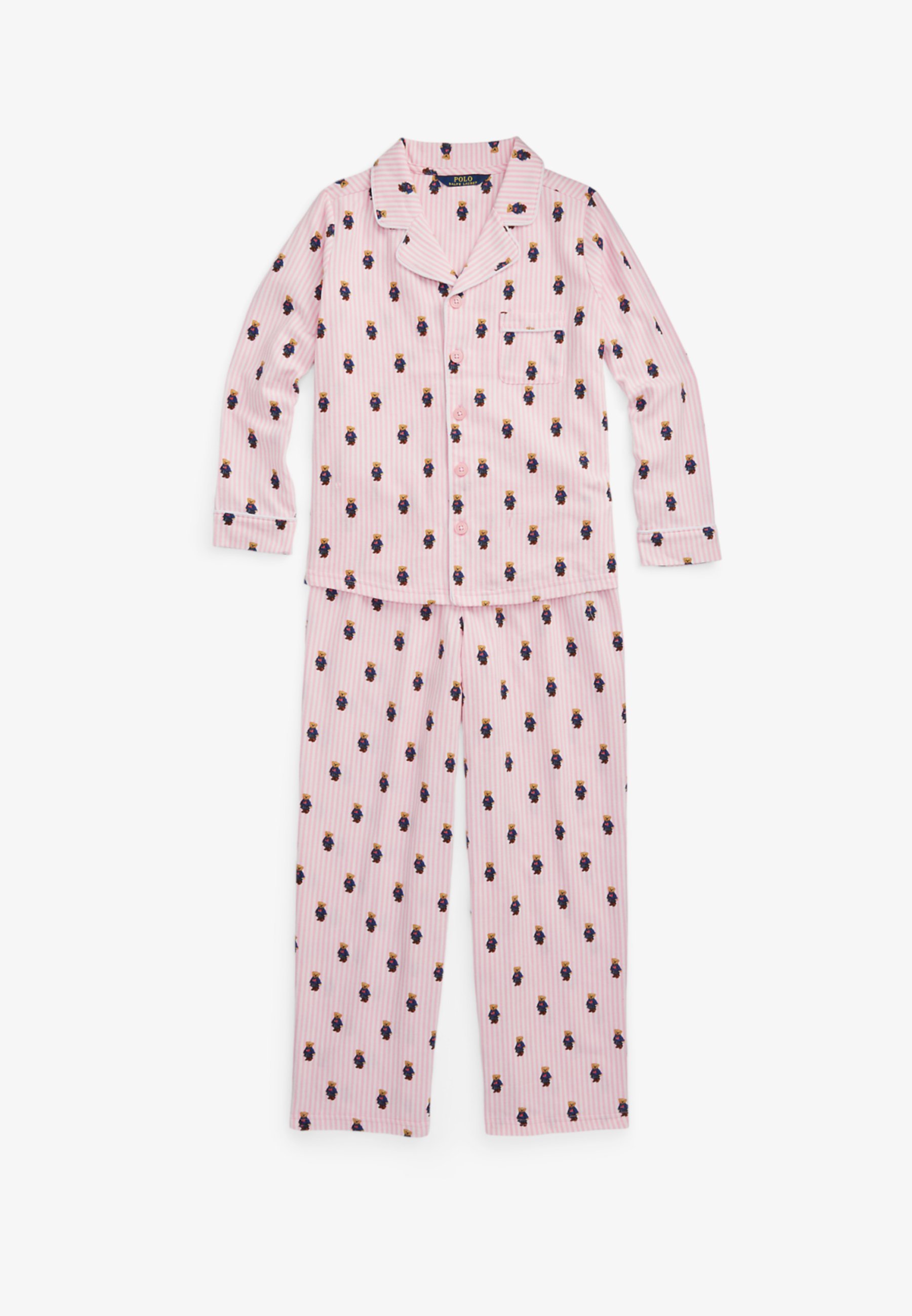 Polo Ralph Lauren BEAR PANT - Komplet piżamowy - biały/karmelowy róż