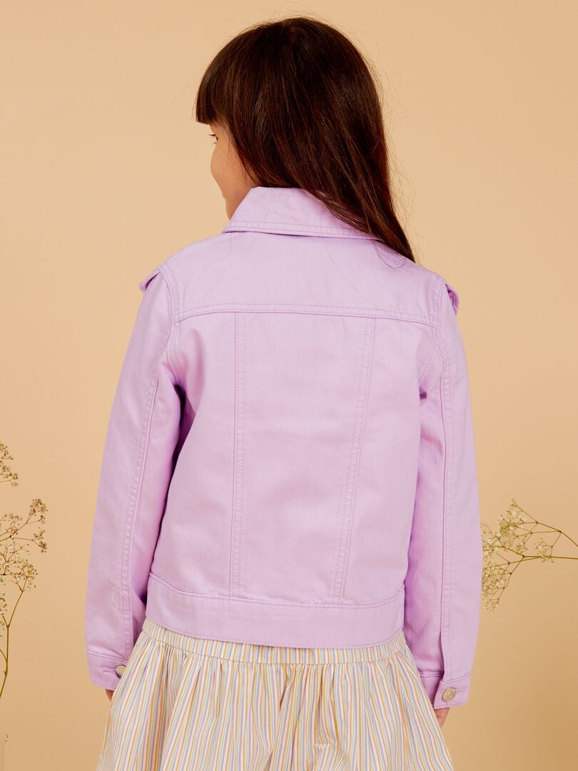 Jaqueta jeans com babados - ROXA