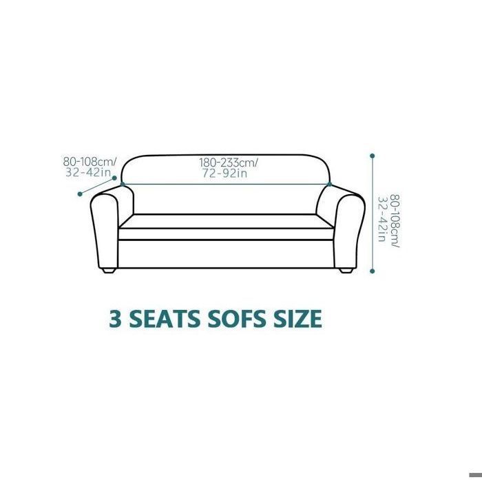 Funda elástica para sofá de 3 plazas, con reposabrazos, súper elástica y resistente a las manchas - Gris