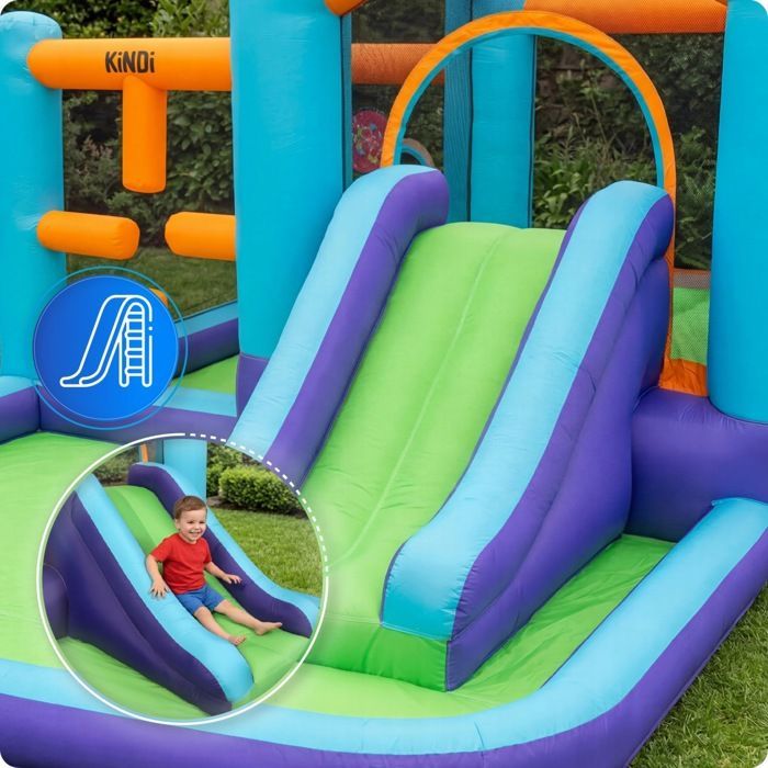 KINDI inflatable children's play area: water castle with slide and obstacle course